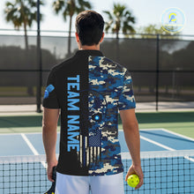 Load image into Gallery viewer, Custom Navy Digital Camo Skull Pickleball League Jerseys Men Skull Pickleball Paddle Shirt NYN2155