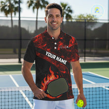 Load image into Gallery viewer, Custom Red Flaming Men Pickleball Ball 3D League Jerseys Flame Skull Pickleball Team Shirts NYN2156