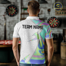 Load image into Gallery viewer, Personalized Green Blue Holographic Dartboard Pattern Men Darts Polo &amp; 1/4-Zip Shirts Dart Team Jerseys NYN2812