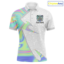 Load image into Gallery viewer, Personalized Green Blue Holographic Dartboard Pattern Men Darts Polo &amp; 1/4-Zip Shirts Dart Team Jerseys NYN2812