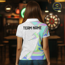 Load image into Gallery viewer, Personalized Green Blue Holographic Dartboard Pattern Women Darts Polo &amp; 1/4-Zip Shirts Dart Team Jerseys NYN2812