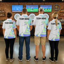 Load image into Gallery viewer, Personalized Green Blue Holographic Dartboard Pattern Men Darts Polo &amp; 1/4-Zip Shirts Dart Team Jerseys NYN2812