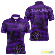 Load image into Gallery viewer, Custom Purple Grunge Wolf Torn Dartboard Men Darts Polo Shirt Wolf Dart League Jerseys NYN2167
