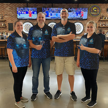 Load image into Gallery viewer, Custom Blue Dripping Skull Darts Polo Shirt For Men Fire Flame Skull Dart League Jerseys NYN2173