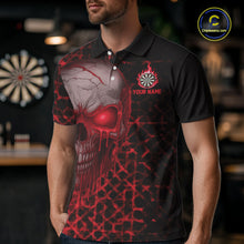 Load image into Gallery viewer, Custom Red Dripping Skull Darts Polo Shirt For Men Fire Flame Skull Dart League Jerseys NYN2175