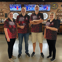 Load image into Gallery viewer, Custom Red Dripping Skull Darts Quarter-Zip Shirt For Women Fire Flame Skull Dart League Jerseys NYN2175