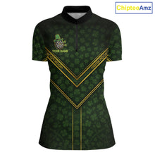 Load image into Gallery viewer, Funny Smoking Dartboard St Patrick's Day Darts Quarter-Zip Shirt For Women Custom Dart League Shirt NYN2656