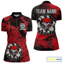 Load image into Gallery viewer, Personalized Black &amp; Grunge Red Funny Cool Dog Cracked Darts Shirts For Women Dart Team Jerseys NYN2818