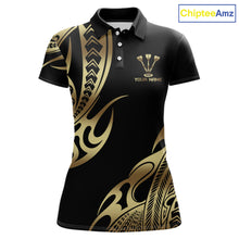 Load image into Gallery viewer, Custom Black &amp; Light Gold Dartboard &amp; Arrow Darts Polo &amp; 1/4-Zip Shirts For Women  Dart Team Jerseys NYN2819