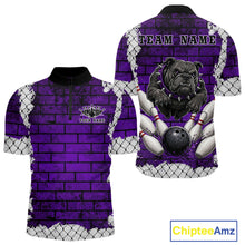 Load image into Gallery viewer, Purple Brick-Wall Fierce Bulldog Men Bowing Team Shirt Personalized Bowling Jersey For Bowlers NYN3195