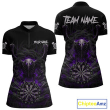 Load image into Gallery viewer, Black Smokes Eagle Chain Purple Grunge Dartboard Custom Women Darts Quarter-Zip Shirt Dart Jerseys NYN1908