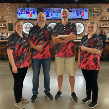 Load image into Gallery viewer, Custom Streaks Red And Grey Skull Men Darts Quarter-Zip Team Shirt Skull Dart League Jerseys NYN2179