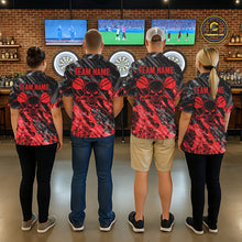 Load image into Gallery viewer, Custom Streaks Red And Grey Skull Men Darts Quarter-Zip Team Shirt Skull Dart League Jerseys NYN2179