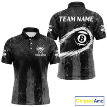 Load image into Gallery viewer, Grey Grunge Ball Pool Men Billiard Polo &amp; 1/4-Zip Shirt Custom 8 Balls Billiard Team Jerseys NYN2443