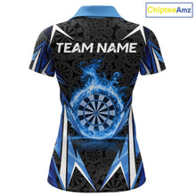 Load image into Gallery viewer, Black And Blue Flames Dartboard Women Darts 1/4-Zip Shirts Custom Fire Flame Dart Team Jerseys NYN2445