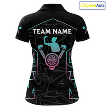 Load image into Gallery viewer, Blue And Pink Lines Human Plays Darts 1/4-Zip Shirts For Women Personalized Dart Team Jerseys NYN2448
