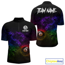 Load image into Gallery viewer, Horror Wolfs Colorful Flames Smoke Pool 8 Ball Men Billiard Shirt Custom Ball Billiard Team Attire NYN2664
