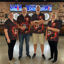 Load image into Gallery viewer, Funny Pirate Rooster Women Darts Polo &amp; 1/4-Zip Shirt Personalized Red Splatter Paint Dart Team Jersey NYN3031