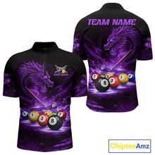 Load image into Gallery viewer, Purple Funny Dragon Thunder Ball Pool Billiard Team Shirt For Men Custom Billiards Ball Attire NYN3042