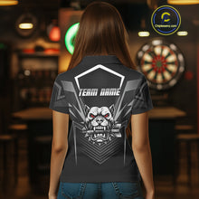 Load image into Gallery viewer, Black Bulldog Holding Arrows Womnen's Team Shirt - Custom Name For Darts Jersey NYN0512