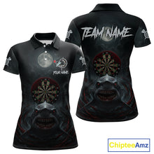 Load image into Gallery viewer, Black And Red Gothic Shark Dartboard Custom Women Darts Polo Shirt Shark Dart Jerseys NYN1921