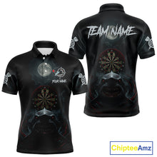 Load image into Gallery viewer, Black And Red Gothic Shark Dartboard Custom Men Darts Polo Shirt Shark Dart Jerseys NYN1921