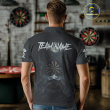 Load image into Gallery viewer, Black And Blue Gothic Shark Dartboard Custom Men Darts Polo Shirt Shark Dart Jerseys NYN1922