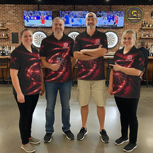 Load image into Gallery viewer, Thunder Red Dartboard Mens Dart Polo &amp; 1/4-Zip Shirt Custom Name Splatter Dart Jersey For Darters NYN3209