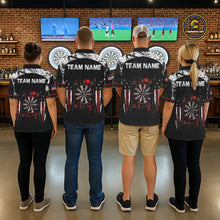 Load image into Gallery viewer, Black, White And Red Splatter Dartboard Women Dart Shirt Custom Grunge US Flag Dart Team Attire NYN3212