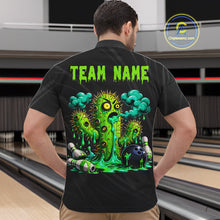 Load image into Gallery viewer, Male model wearing funny green cactus bowling shirt custom bowling team jersey for league bowlers