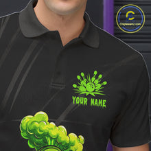 Load image into Gallery viewer, Male model wearing funny avocado bowling shirt custom bowling team jersey for tournament bowlers