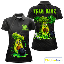 Load image into Gallery viewer, Women's funny avocado bowling polo shirt mockup custom bowling team jersey avocado bowling apparel