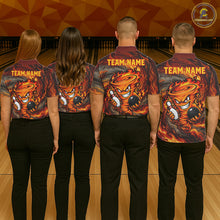Load image into Gallery viewer, Bowling team wearing red storm fire flame bowling shirts custom bowling team jerseys for tournaments