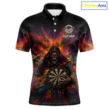 Load image into Gallery viewer, Colorful Smoke Horror Grim Reaper Dartboard Dart Polo Shirts For Men Custom Dart Team Shirts NYN2677