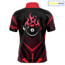 Load image into Gallery viewer, Red Flaming 8 Ball Pool Polo &amp; 1/4-Zip Team Shirt For Men Custom Billiards Ball Apparel NYN2831