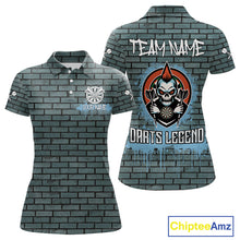 Load image into Gallery viewer, Brick Wall Skull Dartboard Women's Grunge Darts Shirt - Custom Dart Player Uniform NYN0519
