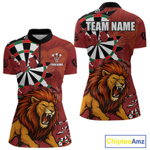 Load image into Gallery viewer, Lion Scratched Dartboard Women's Darts Shirt Quarter-Zip Jersey Custom Name For Players NYN0739