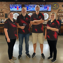 Load image into Gallery viewer, Personalized Black And Red Flames Dragon Dart Quarter-Zip Shirts For Women Dart Team Jerseys NYN2189