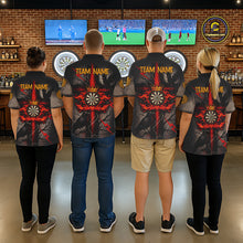 Load image into Gallery viewer, Personalized Raven Red Flames Crown Darts Quarter-Zip Shirts For Men Cross Dart Gothic Jerseys NYN2194