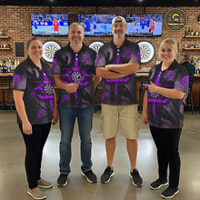 Load image into Gallery viewer, Personalized Raven Purple Flames Crown Darts Quarter-Zip Shirts For Men Cross Dart Gothic Jerseys NYN2195