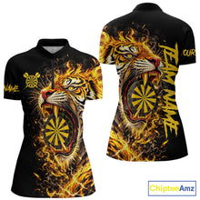 Load image into Gallery viewer, Yellow Horror Tiger Fire Flame Dartboard Custom Women Darts Polo League Shirts Dart Jerseys NYN2838