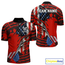 Load image into Gallery viewer, Custom American Flag Dart Arrow Black &amp; Red Dart Men Quarter-Zip Shirt Patriotic Dart Jerseys NYN1626