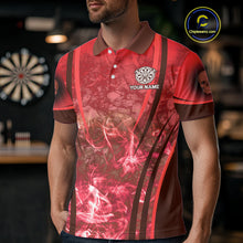 Load image into Gallery viewer, Red Skull &amp; Flame Darts Men's Darts Polo Shirt Custom Name For Players NYN0751