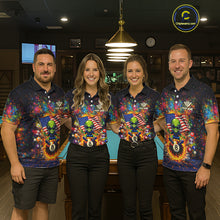 Load image into Gallery viewer, Colorful Splatter Funny Alien Fire 8 Ball Women Billiards Shirt Personalized Pool Balls Billiard Attire NYN2687