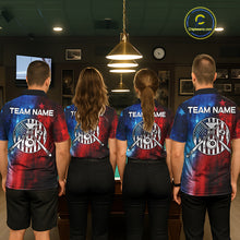 Load image into Gallery viewer, Red - Blue Grunge American Flag Billiard Pool Shirt For Women Personalized Patriot Billiard Team Attire NYN3219