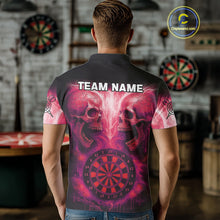 Load image into Gallery viewer, Electric Red Skulls &amp; Dartboard Darts Shirt For Men - Custom Dart Player Jersey NYN0540