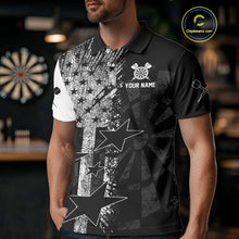 Load image into Gallery viewer, US Flag Grunge Star Dartboard Men's Darts Polo Shirt - Custom Name For Players NYN0756