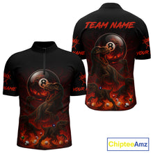 Load image into Gallery viewer, Fire Flame Dinosaur &amp; Pool 8 Ball Men Billiard Team Shirt Custom Billiard Polo &amp; 1/4-Zip Attire NYN2498