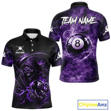Load image into Gallery viewer, Thunder Purple Smokes Grim Reaper Ball 8 Billiards Pool Shirt For Men Personalized Billiard Team Names NYN2695