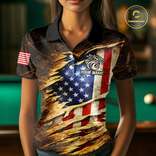 Load image into Gallery viewer, Eagle Retro Grunge American Flag Ball 8 Billiards Pool Shirt For Women Personalized Billiard Team Names NYN2696